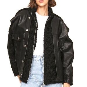 Blank NYC Edge to Edge Vegan Leather Sherpa Jacket